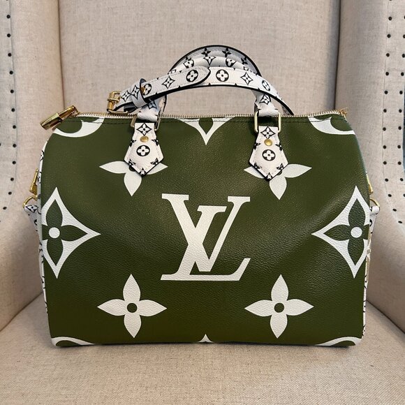 Louis Vuitton Speedy 30 Monogram Giant Green Khaki with Bandouliere Strap - Picture 1 of 8